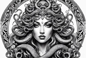 Medusa with snakes for hair tattoo idea