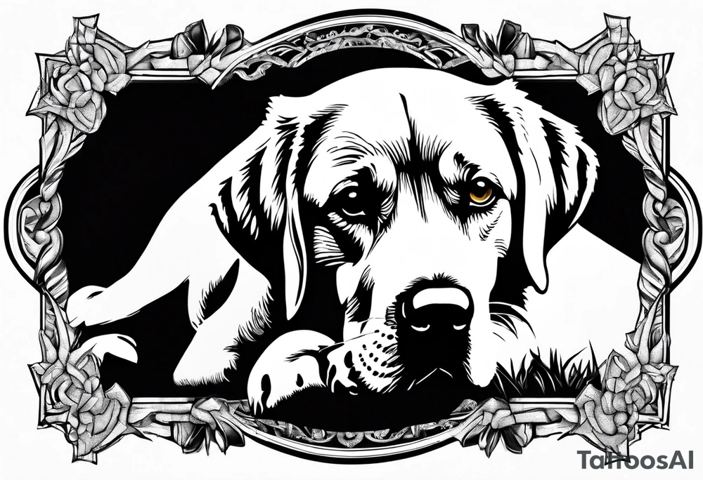 yellow Labrador retriever with a golden retriever tattoo idea