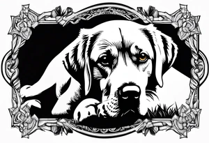 yellow Labrador retriever with a golden retriever tattoo idea