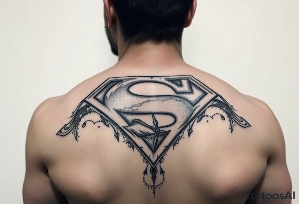 Superman sign in background Emma Ava Blakleigh Deacon Griffin broken clock sands of time sleeve tattoo idea