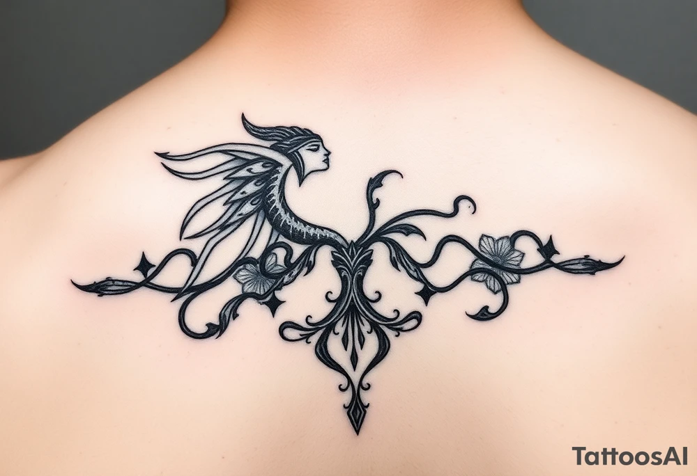 Aquarius theme mysterious elegant and feminine small tattoo idea