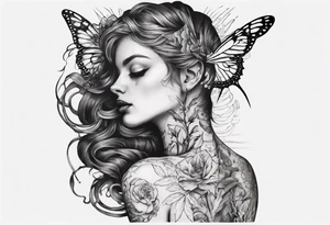 A spine tattoo that incorporates a woman’s figure into the linework tattoo idea