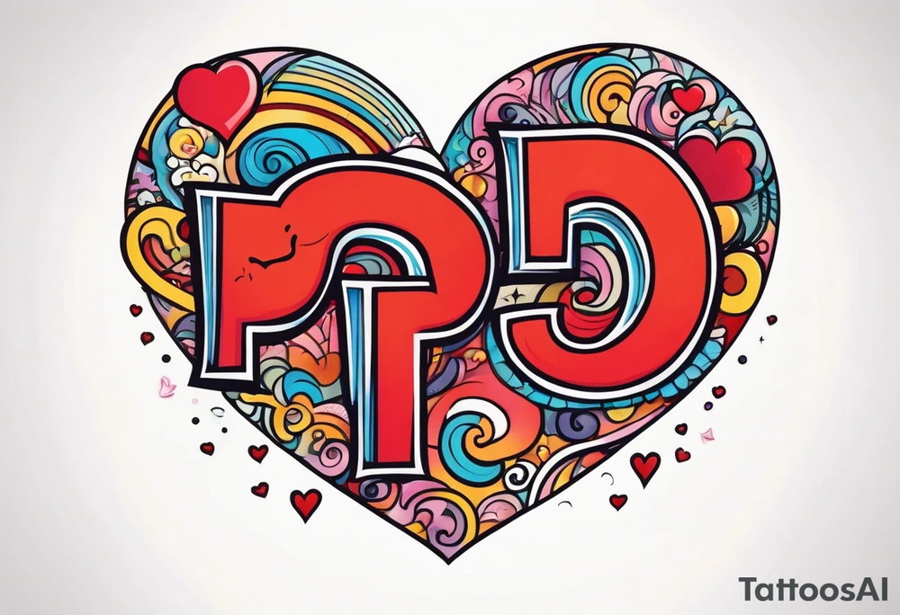 Heart made with letters p, s, and o tattoo idea