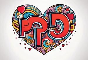 Heart made with letters p, s, and o tattoo idea