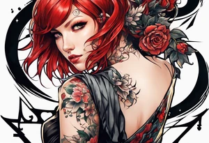 A red-haired girl with a short haircut is a demon tattoo idea