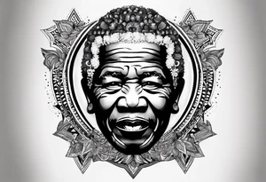 Un simbolo de mandela con la palabra "faith" en el centro tattoo idea