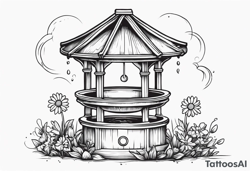 Wishing well palindrome adorned with a daisy tattoo idea