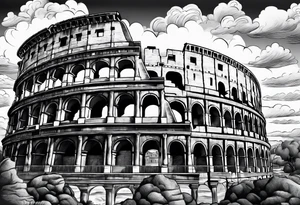 Roman colosseum with clouds tattoo idea