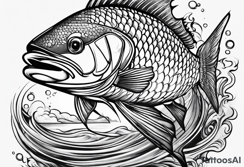 Fishing swimming tattoo idea