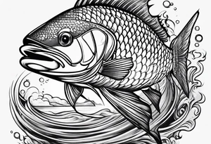 Fishing swimming tattoo idea