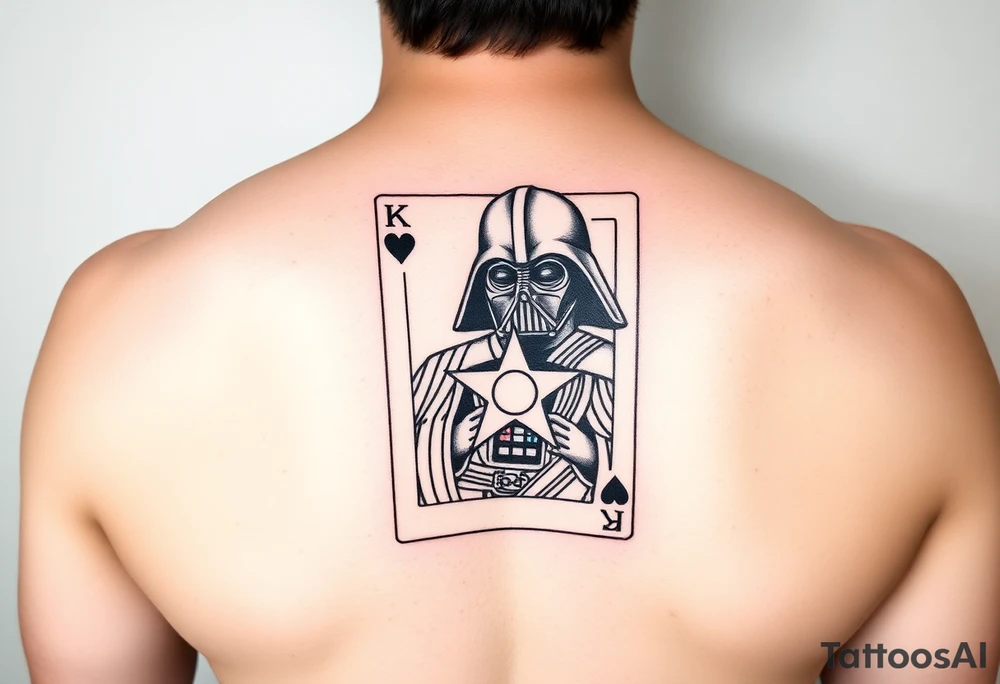 king of hearts card with army star Darth Vader tattoo idea