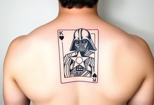 king of hearts card with army star Darth Vader tattoo idea