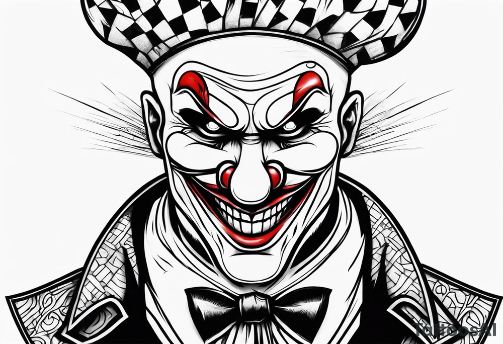 Evil clown gangster tattoo idea