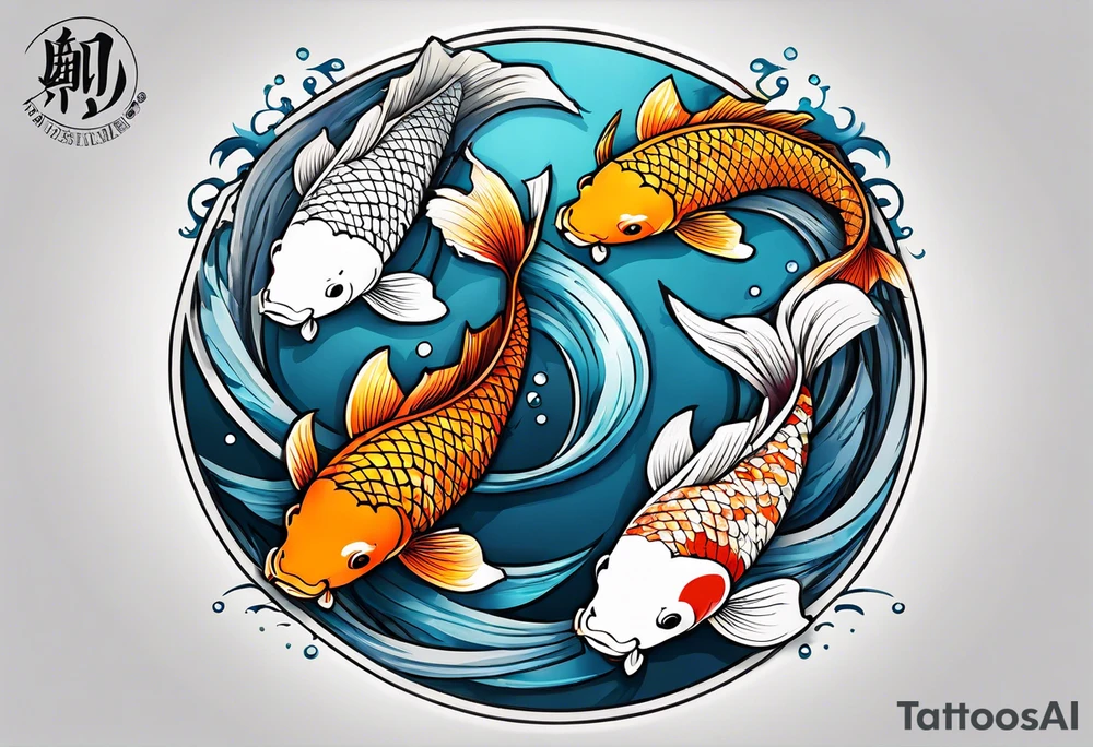 4 koi fish swimming in a circle tattoo idea