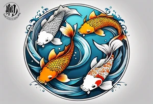 4 koi fish swimming in a circle tattoo idea