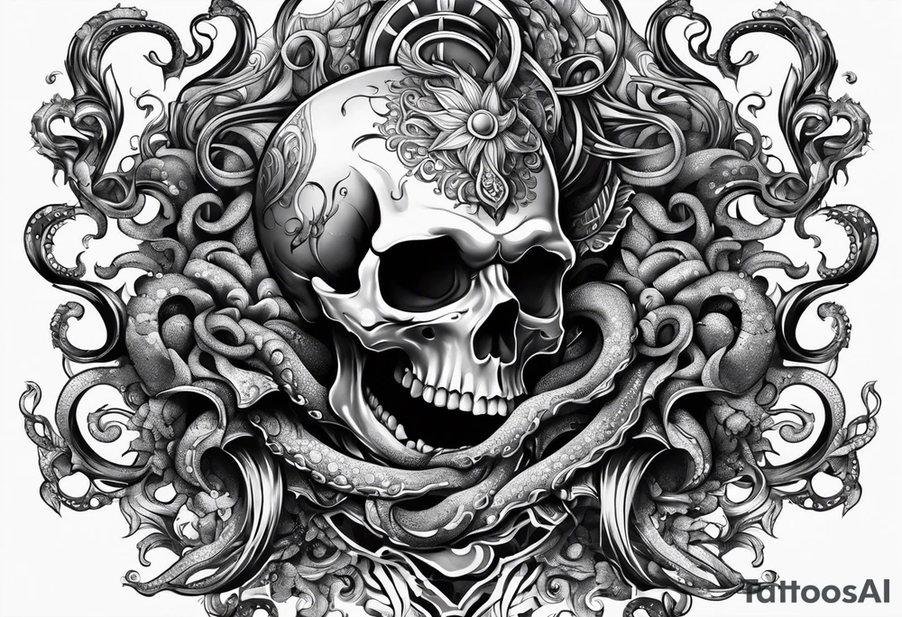 skull with tentacles tattoo idea
