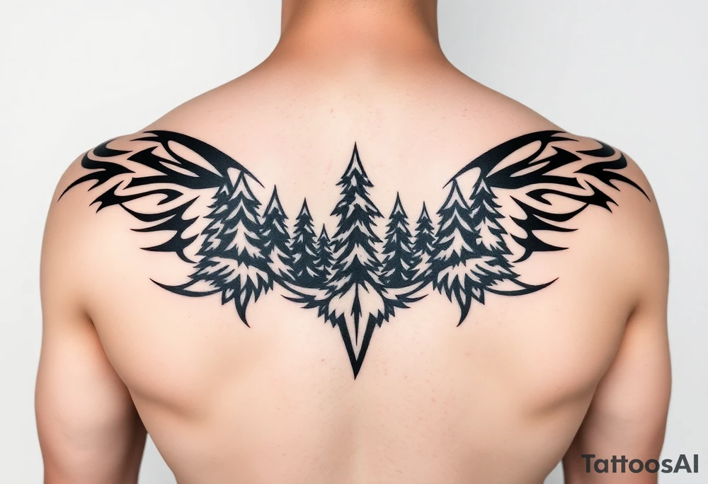 Snowy Alaskan winter forest tattoo idea