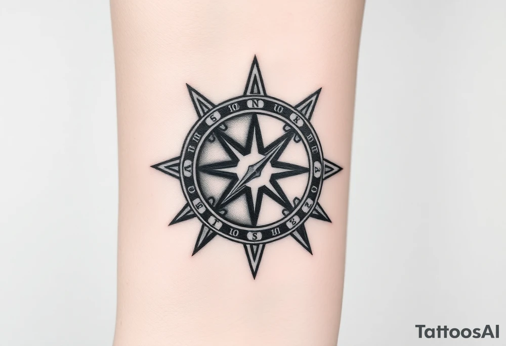 Half star half compass pirate life tattoo idea