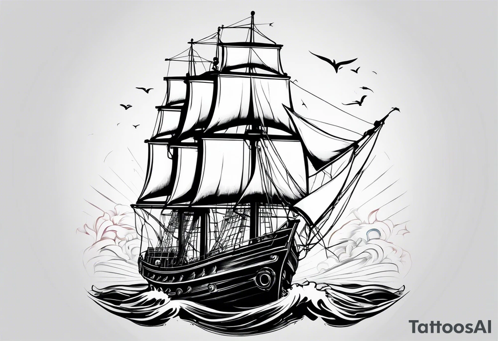 phare maritime dans un bateau a voiles. tattoo idea