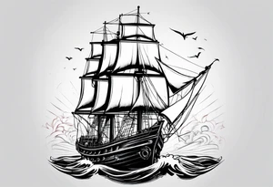 phare maritime dans un bateau a voiles. tattoo idea