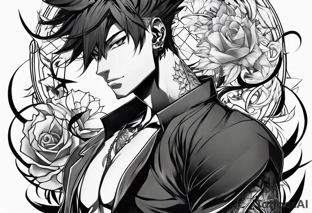 A male black anime character tattoo idea