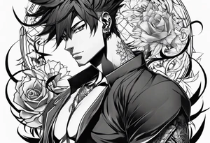 A male black anime character tattoo idea