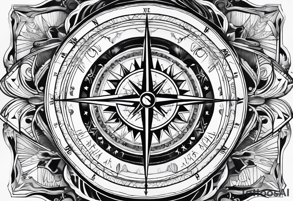 Modern Military Compass glass tattoo idea