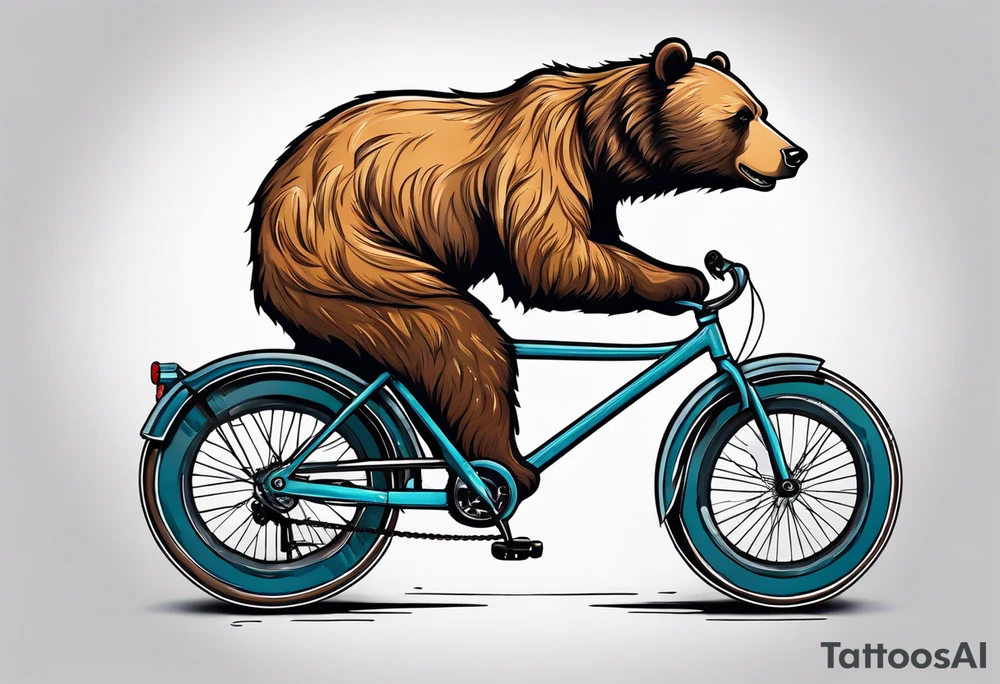 bear riding a bicycle tattoo idea