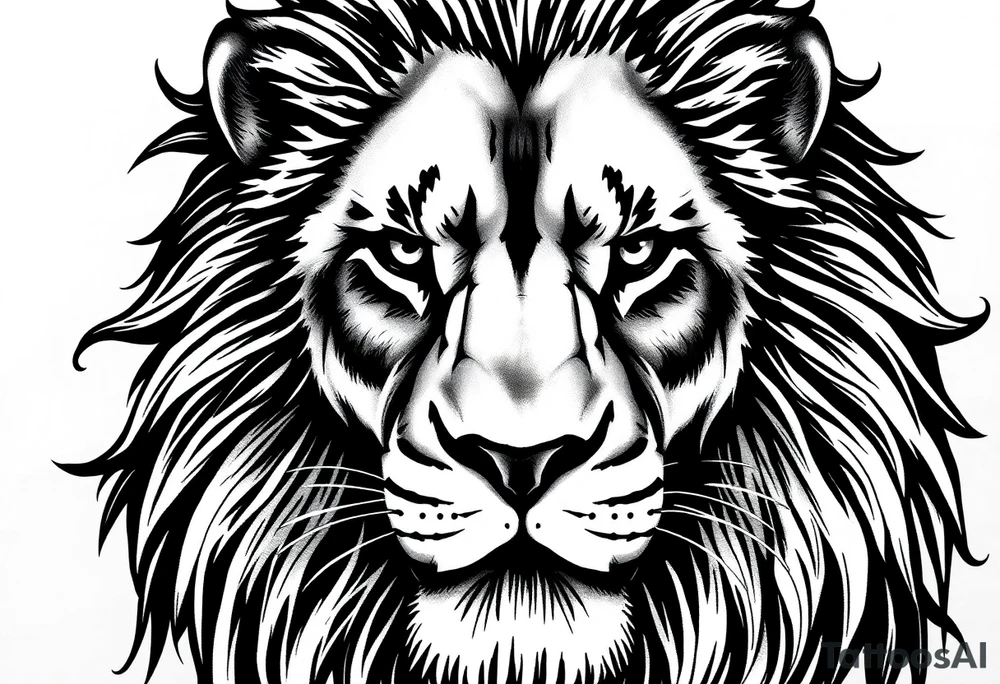 powerful majestic lion, close-up tattoo idea
