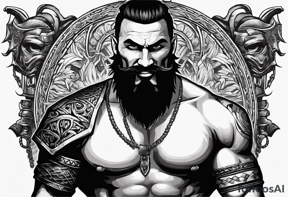 Draw me badgerman with aggressive full body show, killer face with cute smile, very long nails and he attacks like a Turkish gladiator to enemy and also he has very deadly looking. The only weapon is his braveness he fights with his nails. tattoo idea