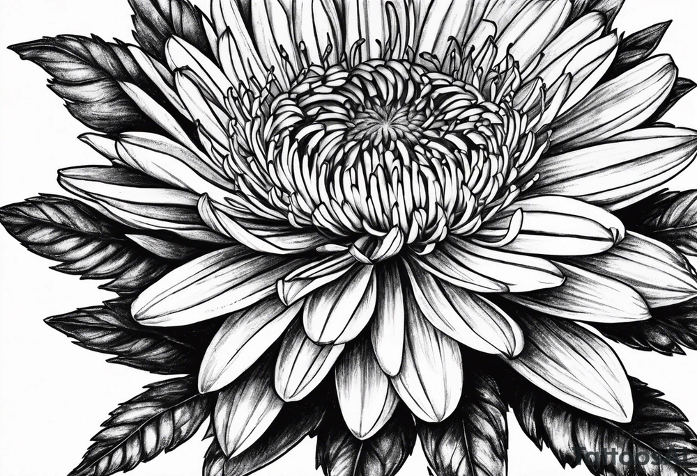 aster flower with roman numerals IX-VI-LVII tattoo idea