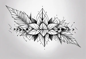 full arm tattoo. pointy leaves combined with geometric shapes. whole arm tattoo idea