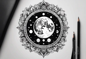 simbolo del infinito con el sol por un lado y la luna por el otro tattoo idea
