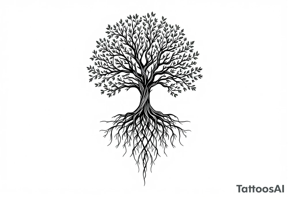 Tree of life big roots tattoo idea