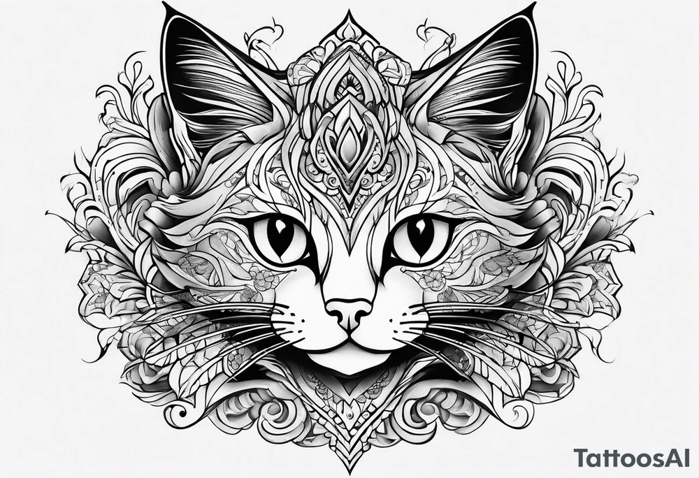 Cat and hearts tattoo idea