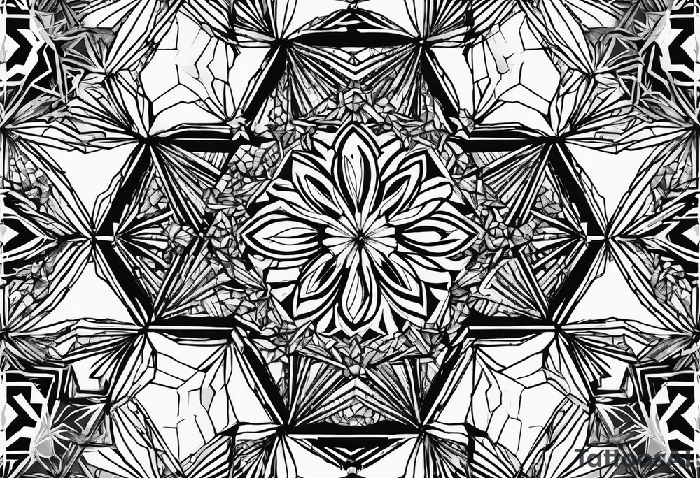 Repeating ice crystals in hexagon pattern tattoo idea