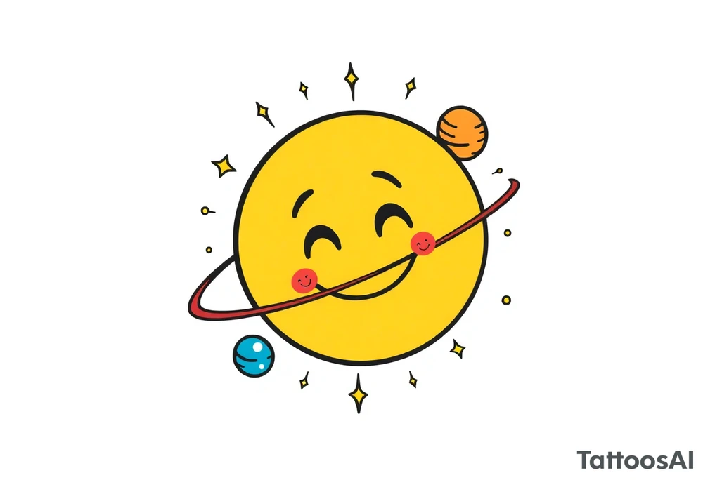 Smiley Cute solar system tattoo idea