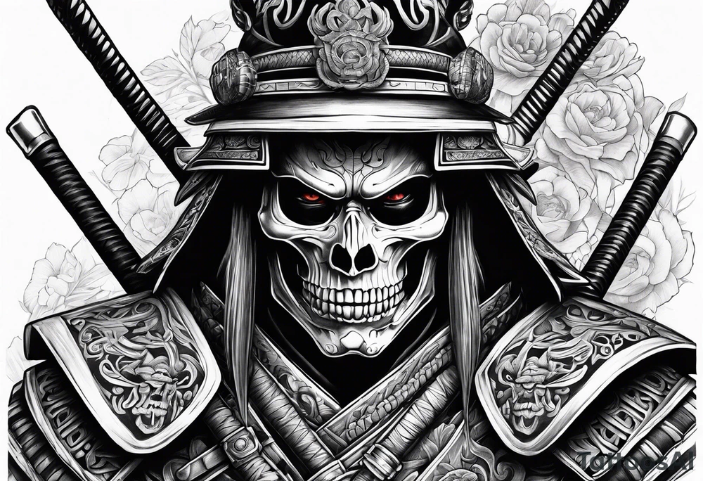 Skeleton samurai tattoo idea