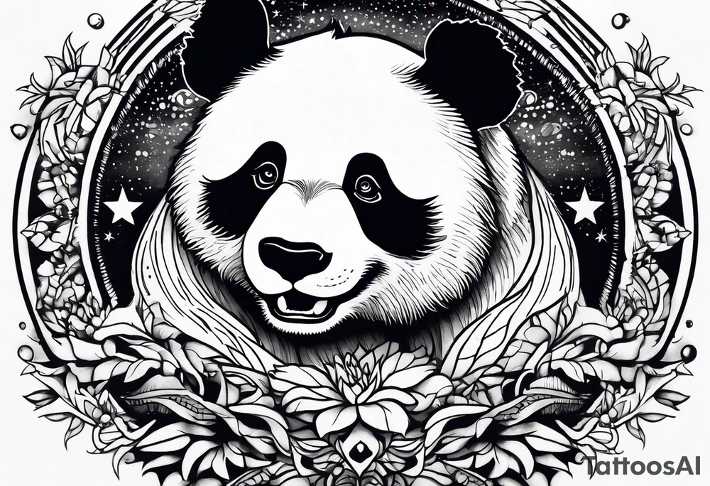 Crying panda in the hole tattoo idea