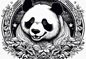Crying panda in the hole tattoo idea