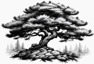 pine tree where leaves have fallen off only on one side tattoo idea