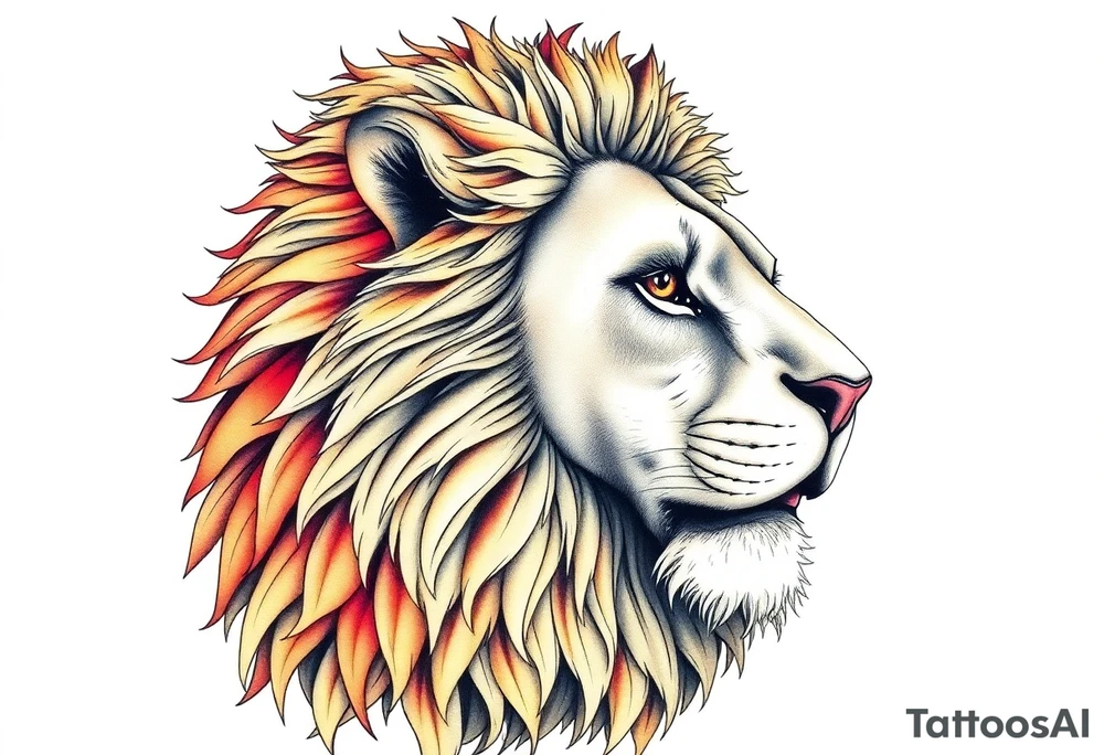 Close up majestic lion with. Side should show change, growth and purpose tattoo idea