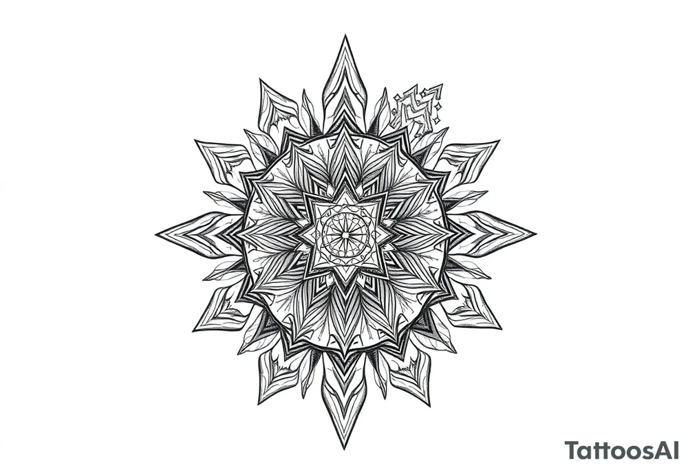 intricate mandala with sacred geometry and cosmic elements tattoo idea