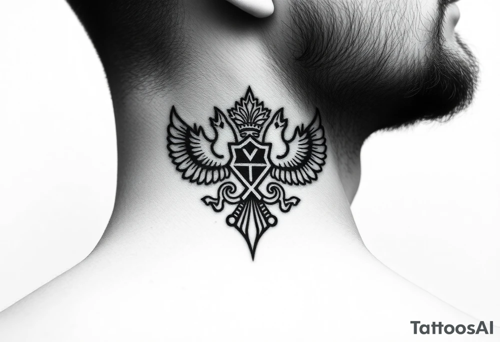 russian christian orthodox military neck design tattoo idea