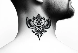russian christian orthodox military neck design tattoo idea