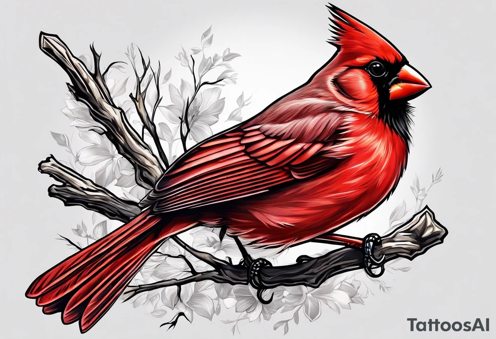 Cardinal bird with cross tattoo idea