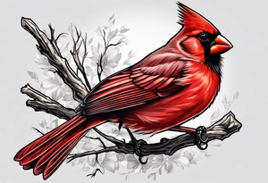 Cardinal bird with cross tattoo idea