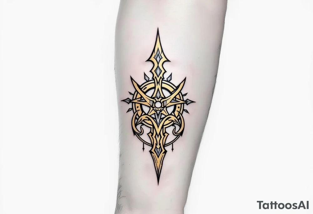 A golden Rodimych symbol marks family heritage and protection through the male line. tattoo idea