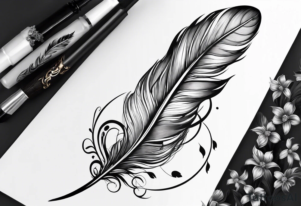 Feather with flowers going up wards for a foot tattoo tattoo idea Feather with flowers going up wards for a foot tattoo tattoo idea