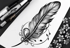 Feather with flowers going up wards for a foot tattoo tattoo idea